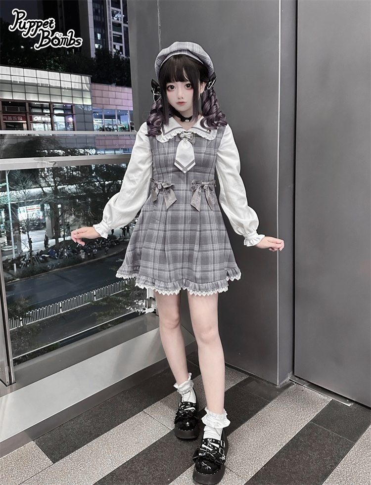 画像9: 【Last one】【PuppetBombs】Q112 探偵チェックワンピースセット (9)