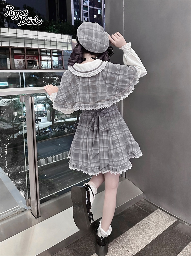 画像10: 【Last one】【PuppetBombs】Q112 探偵チェックワンピースセット (10)