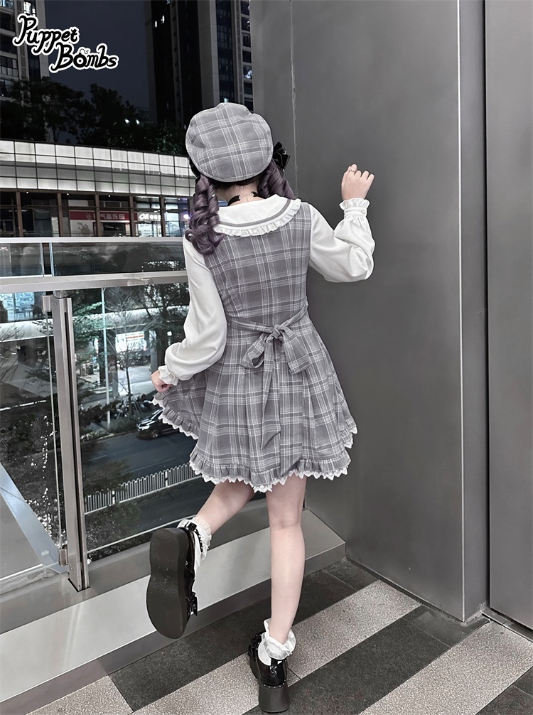 画像13: 【Last one】【PuppetBombs】Q112 探偵チェックワンピースセット (13)