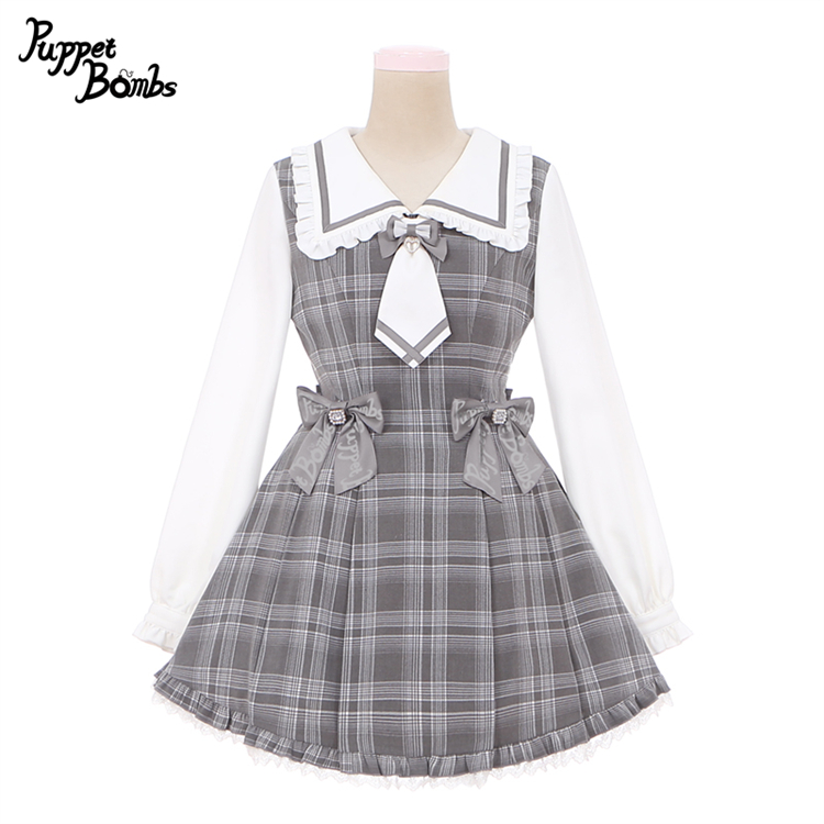 画像3: 【Last one】【PuppetBombs】Q112 探偵チェックワンピースセット (3)