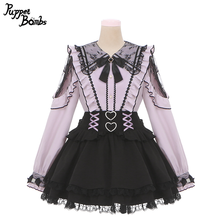 画像4: 【PuppetBombs】Q119 レース切り替えフリルブラウス (4)