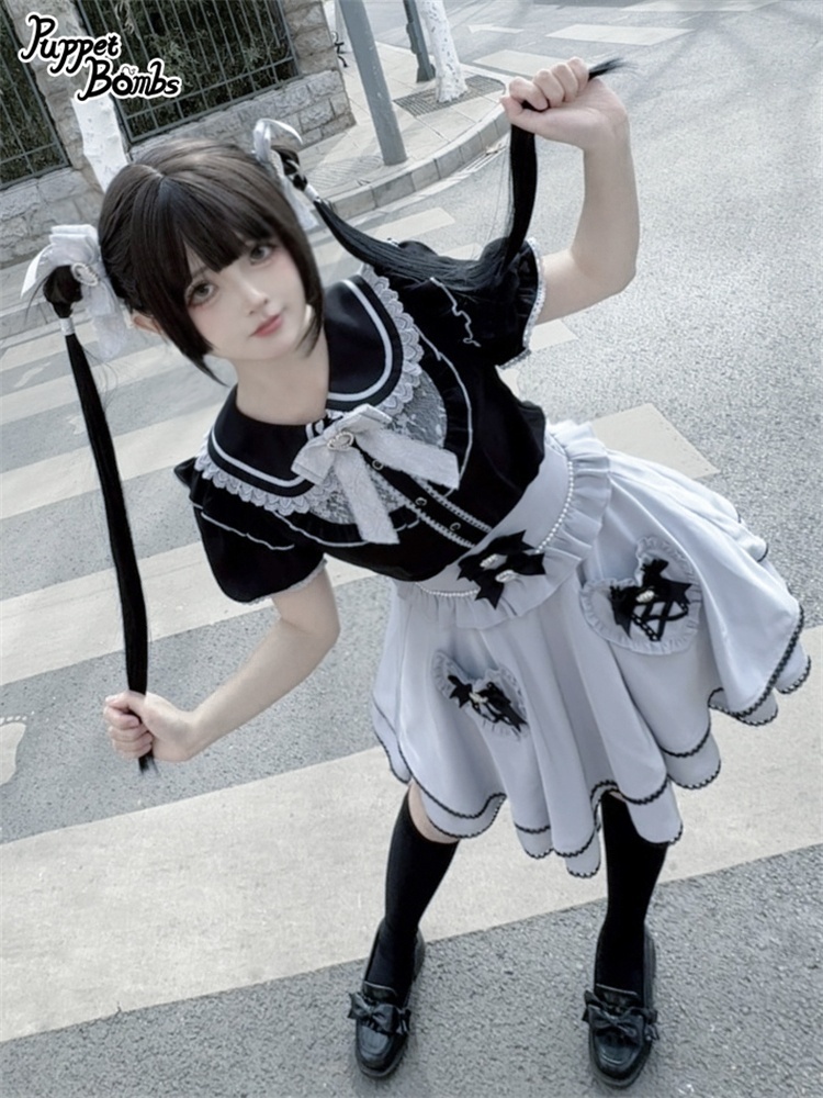 画像7: 【PuppetBombs】Q132 ビジューリボンハートポケットスカート【30%OFF】 (7)