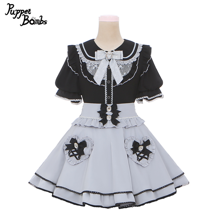 画像2: 【PuppetBombs】Q132 ビジューリボンハートポケットスカート【30%OFF】 (2)