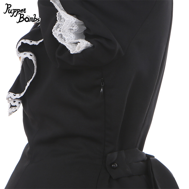 画像4: 【PuppetBombs】Q142 十字架刺繍入りパフ袖ワンピース【30%OFF】 (4)