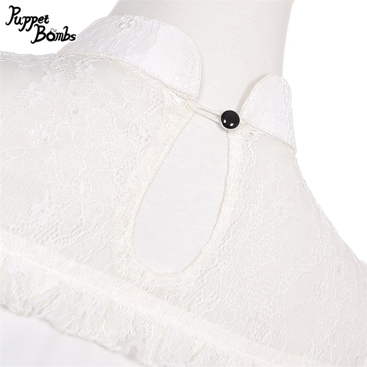 画像6: 【PuppetBombs】Q207 デコルテレーシーパフ袖チャイナトップス (6)