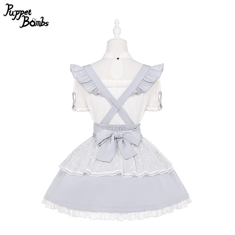 画像3: 【PuppetBombs】Q207 デコルテレーシーパフ袖チャイナトップス (3)