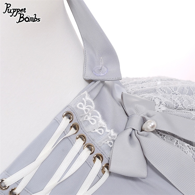 画像2: 【PuppetBombs】Q208 レーシーティアードサス付きスカート (2)