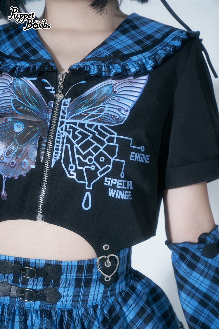 画像5: 【PuppetBombs】Q211 サイバーバタフライセーラートップス【30%OFF】 (5)