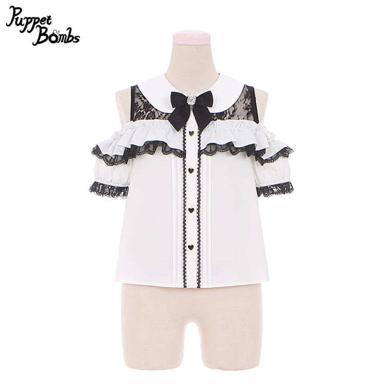 画像1: 【PuppetBombs】Q216 オープンショルダーフリルブラウス【30%OFF】 (1)