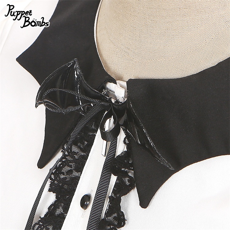 画像2: 【PuppetBombs】Q260 小悪魔ブローチ付きブラウス【30%OFF】 (2)