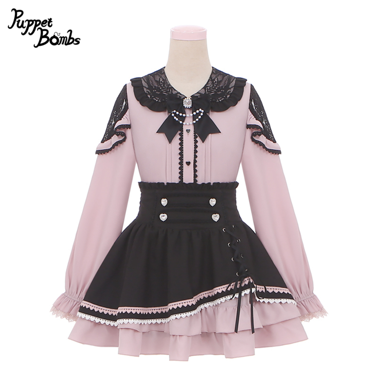 画像3: 【PuppetBombs】Q283レース切り替えハートボタンブラウス【本店・通販限定】【30%OFF】 (3)