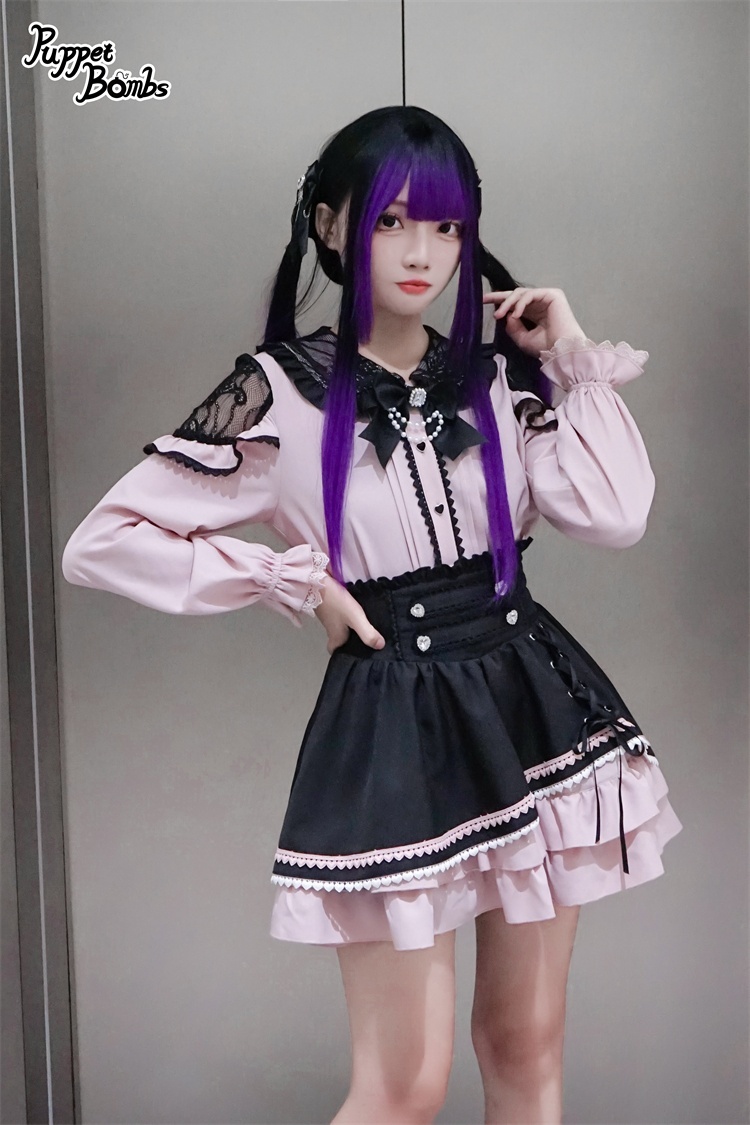 画像8: 【PuppetBombs】Q283レース切り替えハートボタンブラウス【本店・通販限定】【30%OFF】 (8)