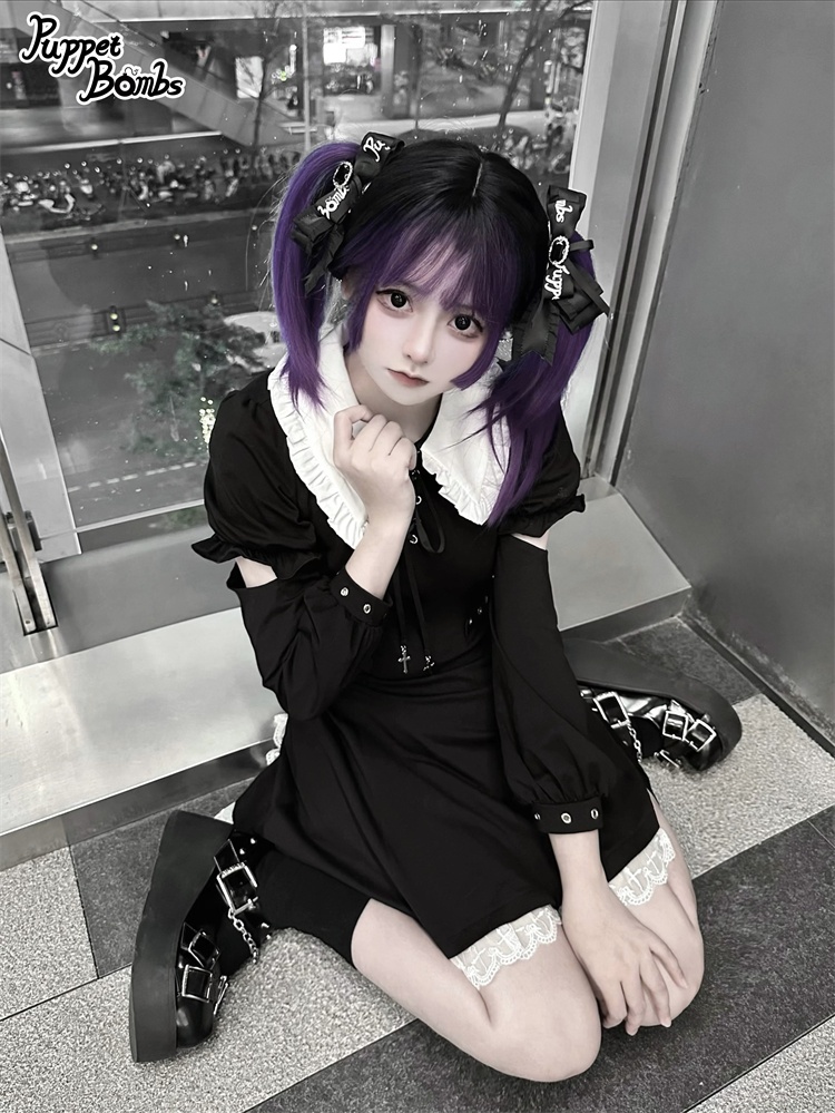 画像7: 【PuppetBombs】QS156 ロゴプリントリボンビジューヘアクリップセット (7)