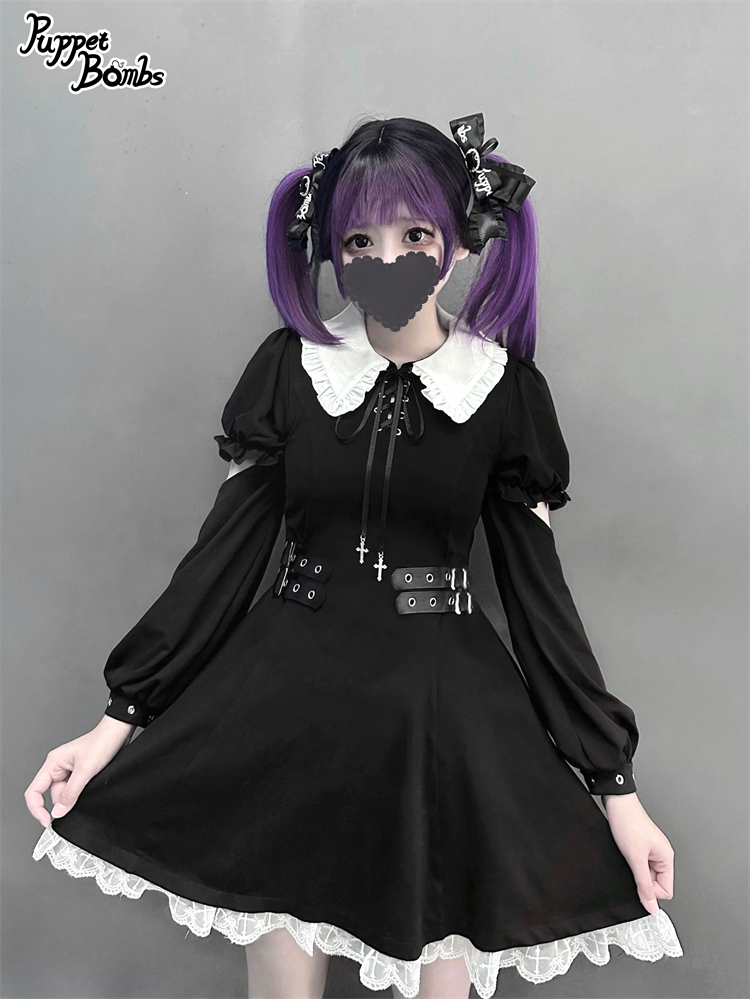 画像12: 【PuppetBombs】QS156 ロゴプリントリボンビジューヘアクリップセット (12)