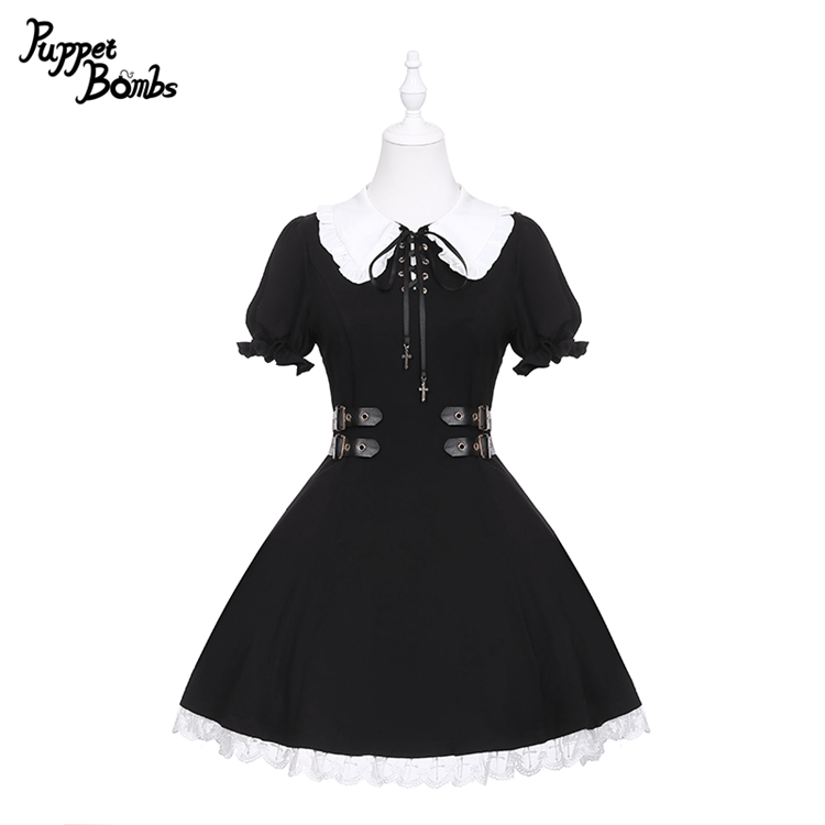 画像1: 【PuppetBombs】Q303 2Wayお袖ベルトデザインワンピース【30%OFF】 (1)