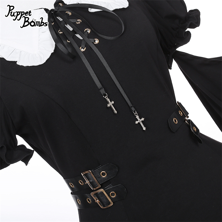 画像4: 【PuppetBombs】Q303 2Wayお袖ベルトデザインワンピース【30%OFF】 (4)