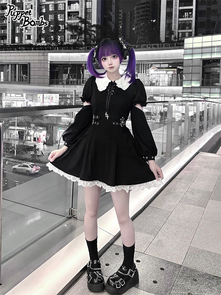 画像5: 【PuppetBombs】QS156 ロゴプリントリボンビジューヘアクリップセット (5)