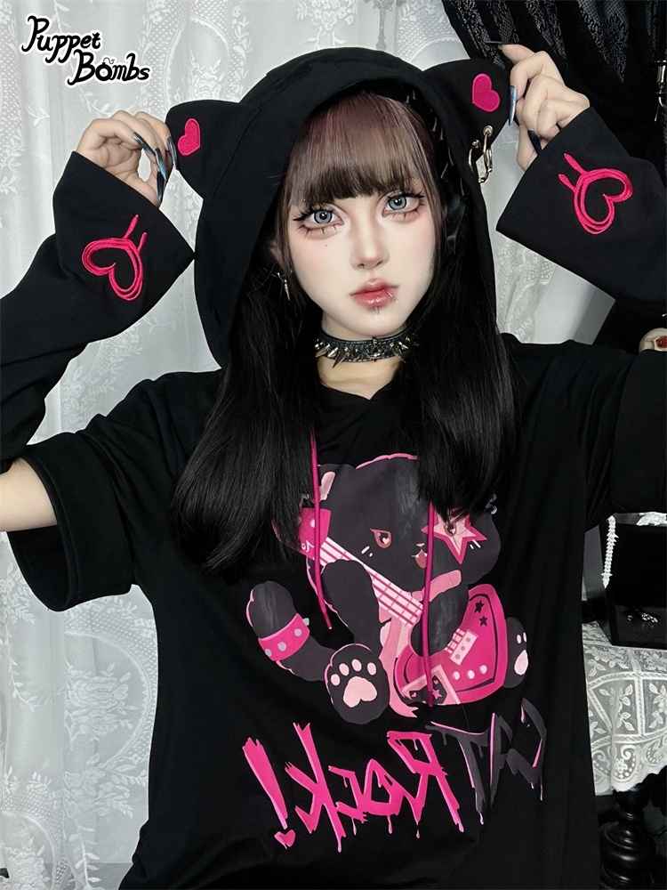 画像7: 【PuppetBombs】Q306 CAT ROCKねこみみフードワンピース【30%OFF】 (7)