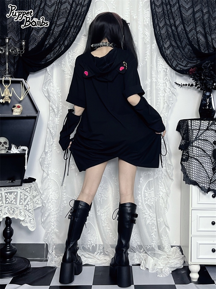 画像9: 【PuppetBombs】Q306 CAT ROCKねこみみフードワンピース【30%OFF】 (9)