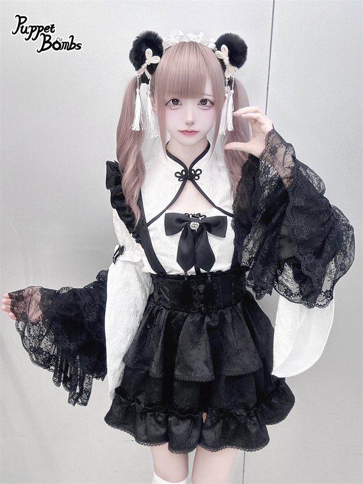 画像6: 【PuppetBombs】Q307 ジャカード2wayお袖チャイナトップス (6)