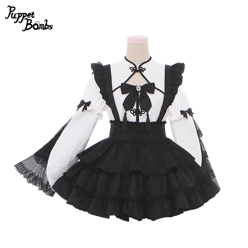 画像4: 【PuppetBombs】Q307 ジャカード2wayお袖チャイナトップス (4)