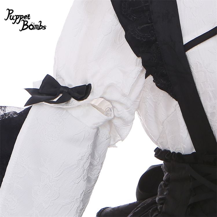 画像3: 【PuppetBombs】Q307 ジャカード2wayお袖チャイナトップス (3)