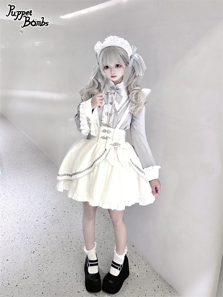 画像7: 【PuppetBombs】Q346 アシンメトリーチャイナサス付きスカート (7)