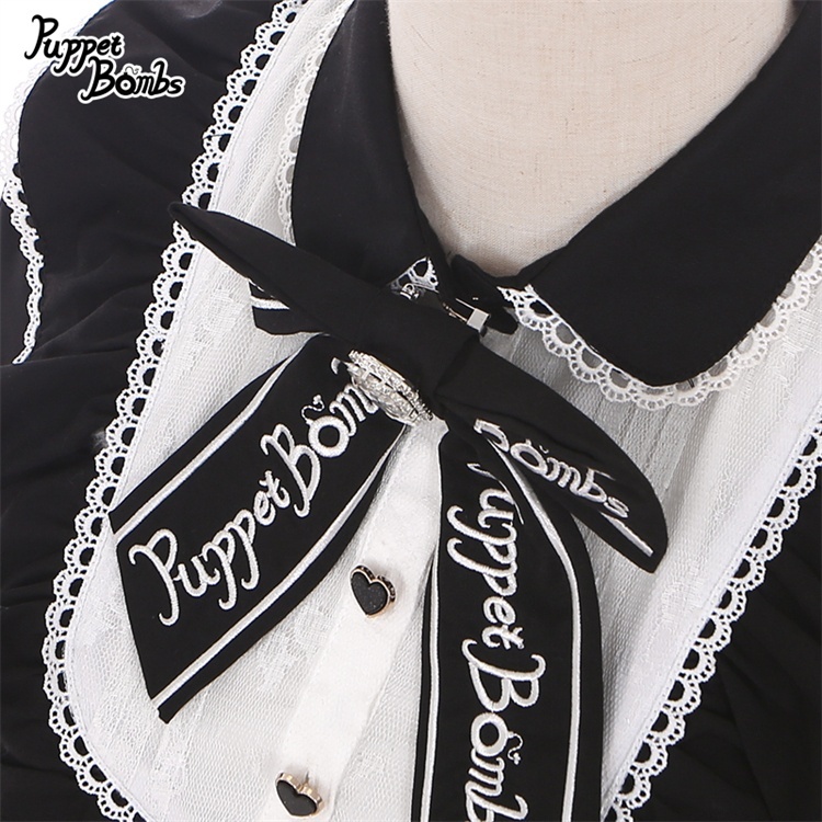 画像3: 【PuppetBombs】Q352 十字架刺繍入り長袖ワンピース (3)