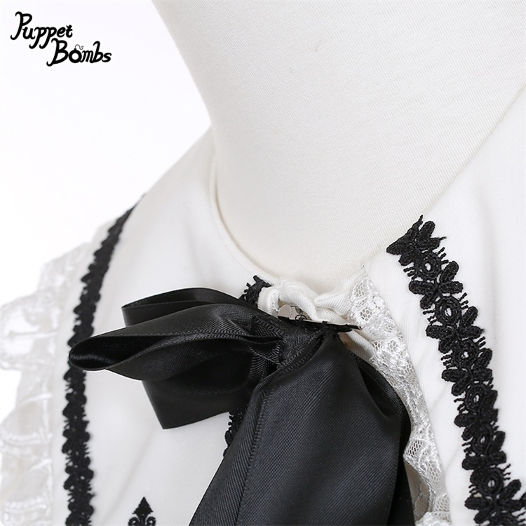 画像2: 【PuppetBombs】Q364 ショルダーレースクロスカラーブラウス (2)