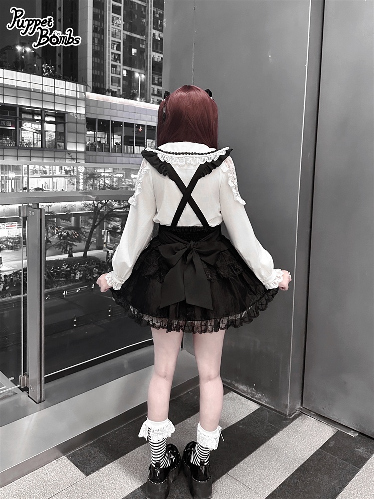 画像13: 【PuppetBombs】Q364 ショルダーレースクロスカラーブラウス (13)