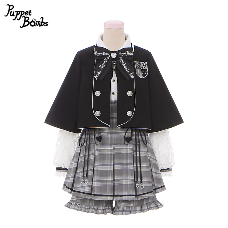 画像2: 【PuppetBombs】Q386  エンブレム付きケープシルエットコート (2)