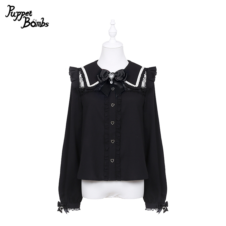 画像2: 【PuppetBombs】Q387 肩フリルボタンブラウス (2)