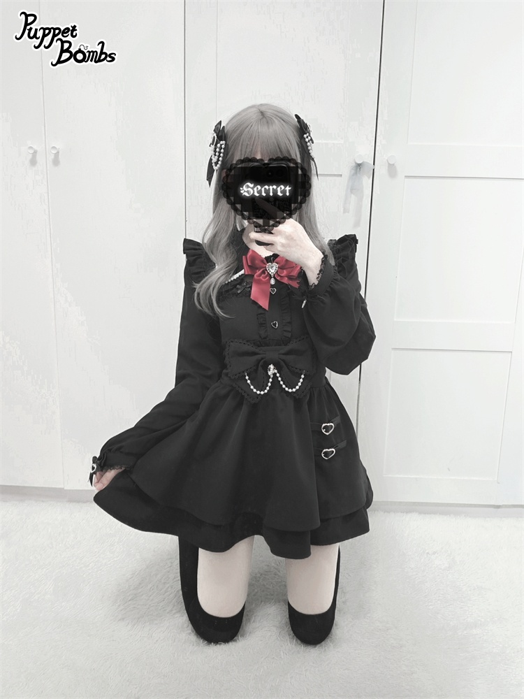 画像13: 【PuppetBombs】Q388 ベルトデザインリボンフレアスカート (13)