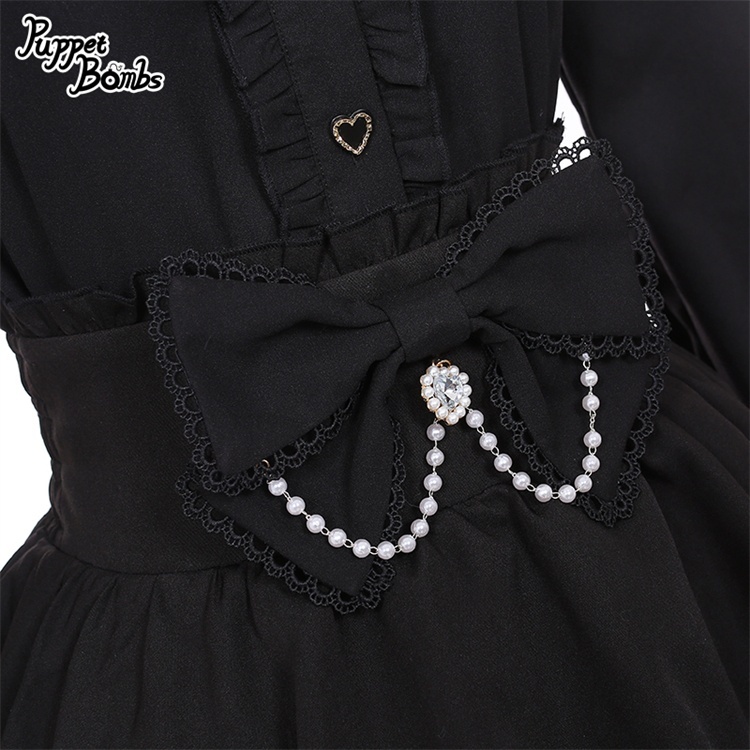 画像2: 【PuppetBombs】Q388 ベルトデザインリボンフレアスカート (2)