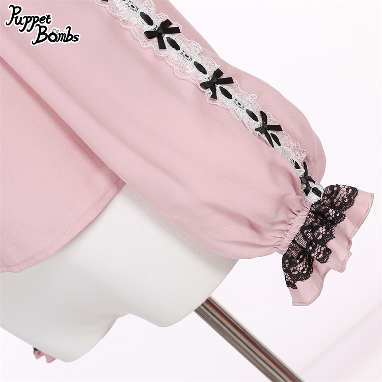 画像4: 【PuppetBombs】Q392 レース重ね襟リボンブラウス (4)