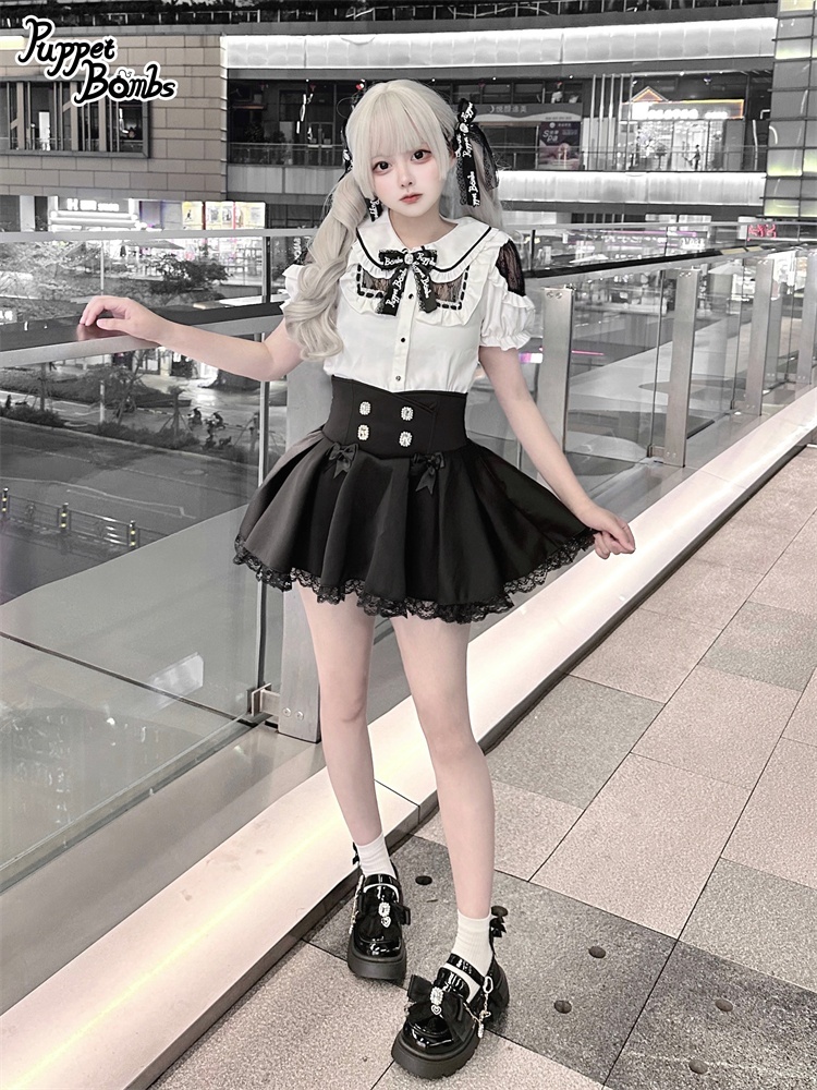 画像11: 【PuppetBombs】Q403 レース切り替えパフ袖ブラウス (11)