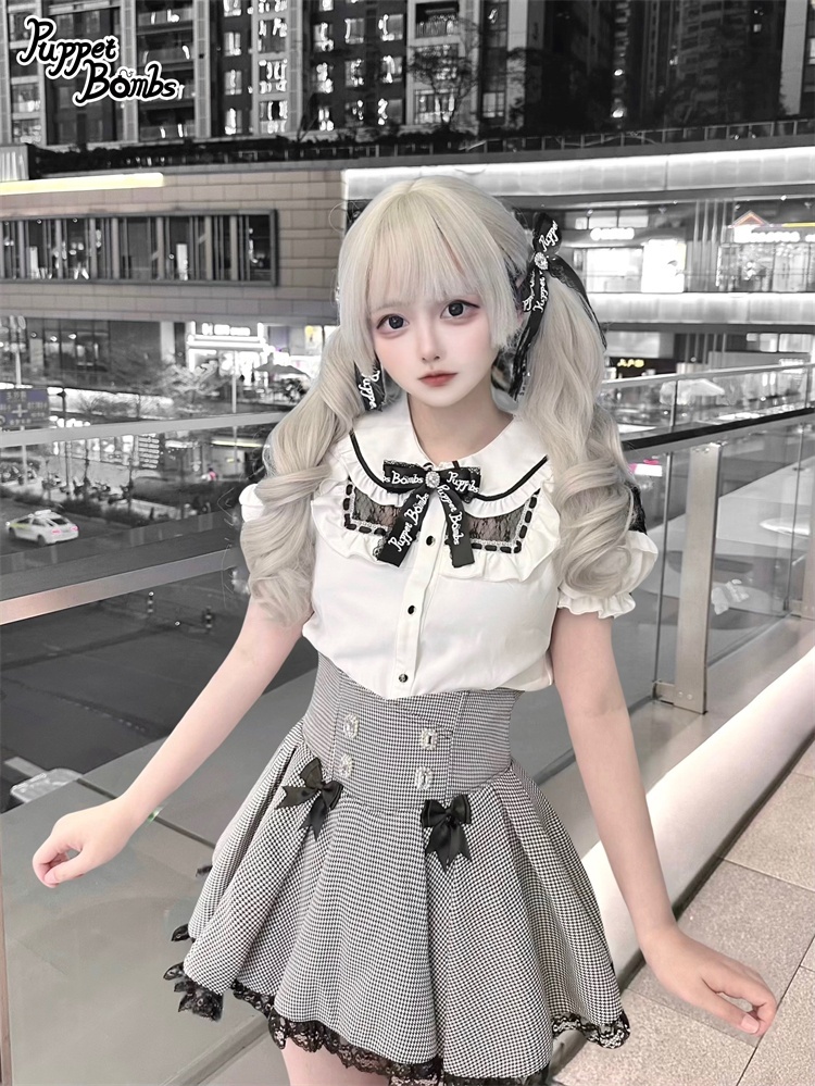 画像6: 【PuppetBombs】Q403 レース切り替えパフ袖ブラウス (6)