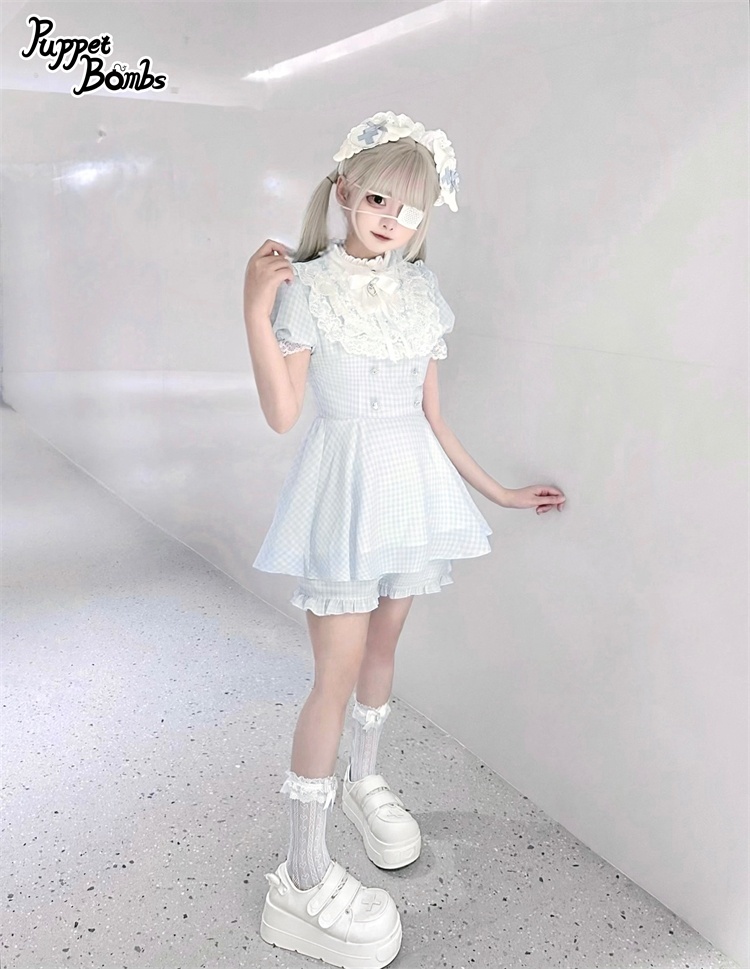 画像4: 【PuppetBombs】Q426ブルーチェックヨーク切り替えセットアップ【本店・通販限定】 (4)