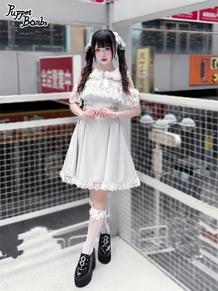 画像1: 【PuppetBombs】QS187ハートビジューリボンヘアクリップセット (1)