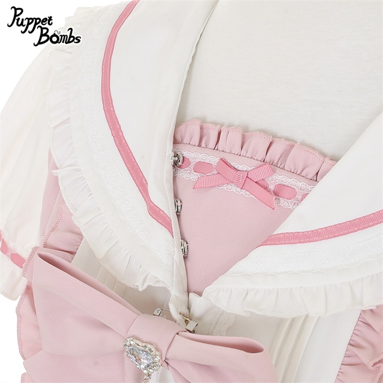 画像4: 【PuppetBombs】Q448はしごレースリボンセーラーセットアップ (4)