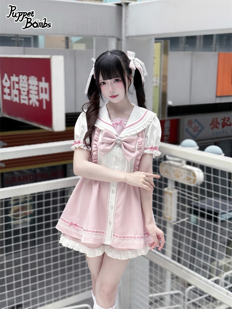 画像12: 【PuppetBombs】Q448はしごレースリボンセーラーセットアップ (12)