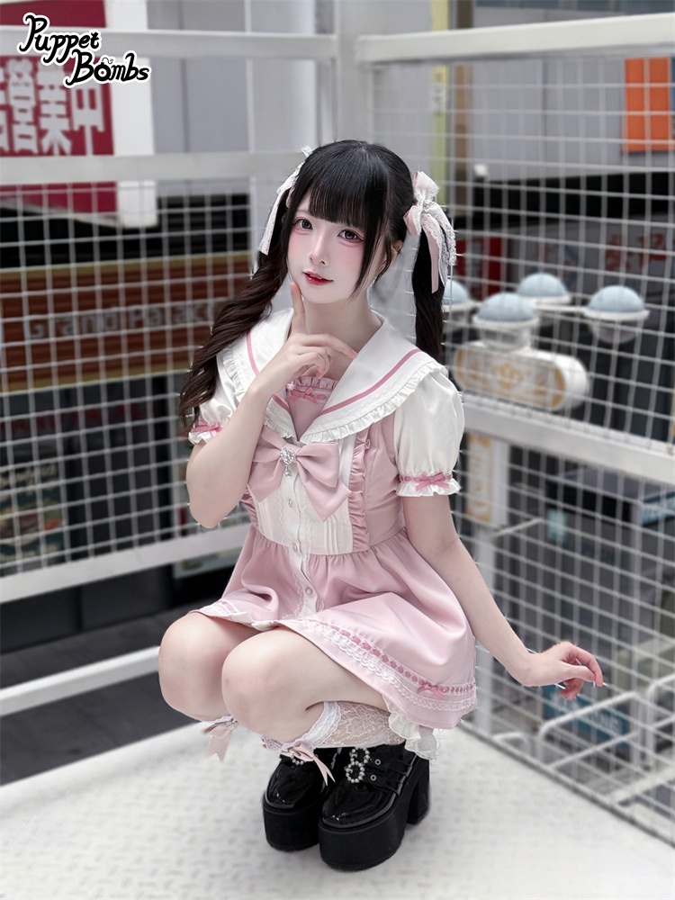 画像8: 【PuppetBombs】Q448はしごレースリボンセーラーセットアップ (8)