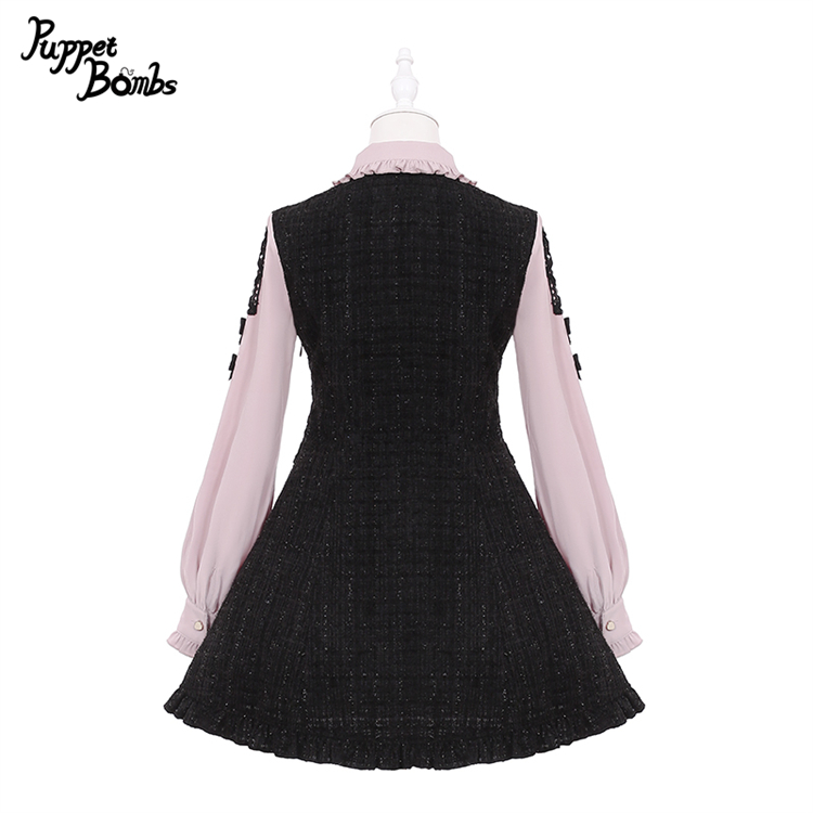 画像2: 【PuppetBombs】Q65 レイヤード風ツイードワンピース (2)