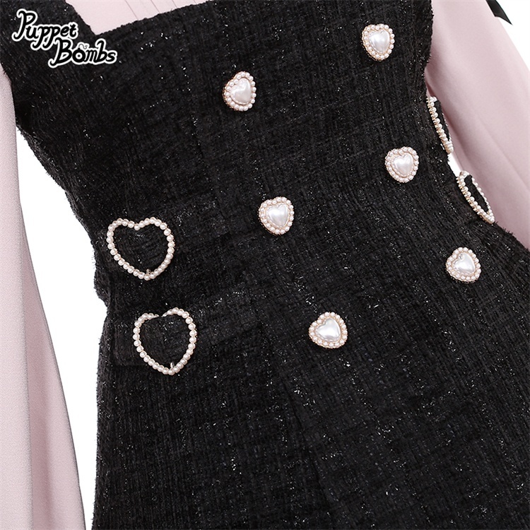 画像4: 【PuppetBombs】Q65 レイヤード風ツイードワンピース (4)