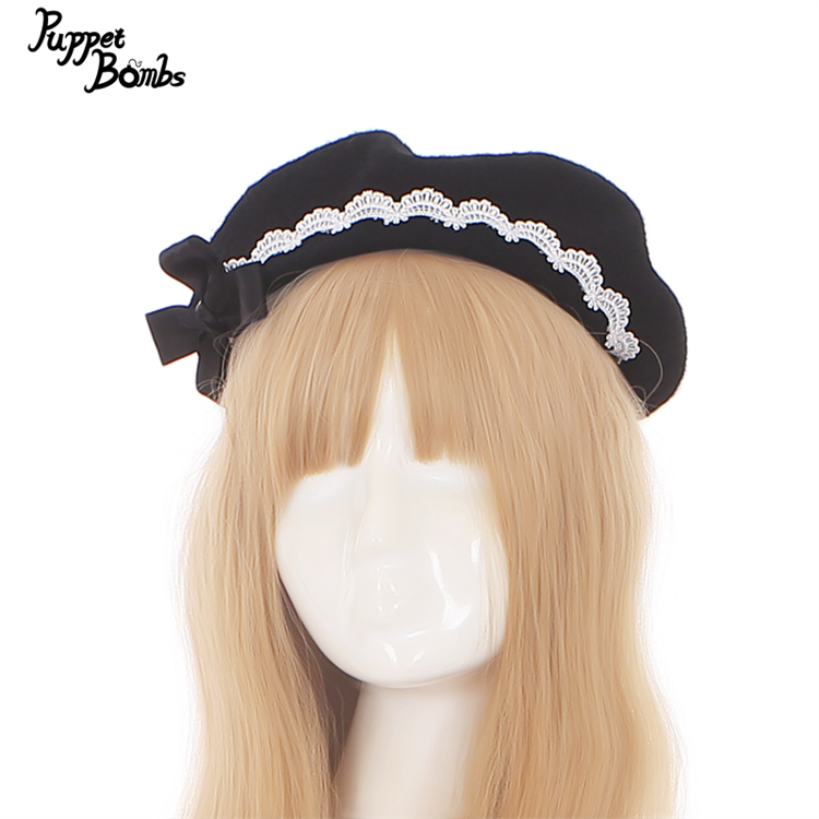 画像1: 【PuppetBombs】QS142ロングリボンベレー帽 (1)