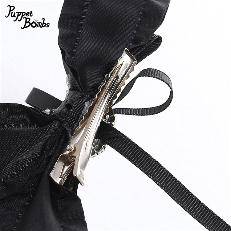 画像3: 【PuppetBombs】QS156 ロゴプリントリボンビジューヘアクリップセット (3)