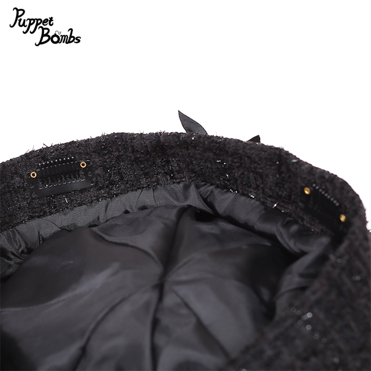 画像6: 【PuppetBombs】QS47 レースアップリボンツイードベレー帽 (6)