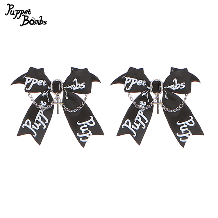 画像1: 【PuppetBombs】QS5 小悪魔×クロスリボンヘアクリップ (1)