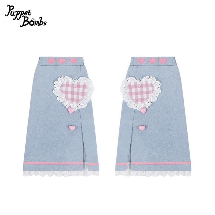 画像1: 【PuppetBombs】QS99 ハートデニムレッグカバー【30%OFF】 (1)