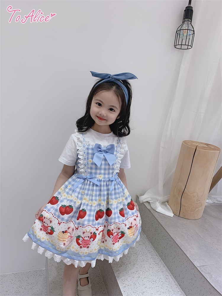 特価ブランド 送料無料】【ToAlice Kids】TZC5202いちご×ハニーベアジャンパー ワンピース